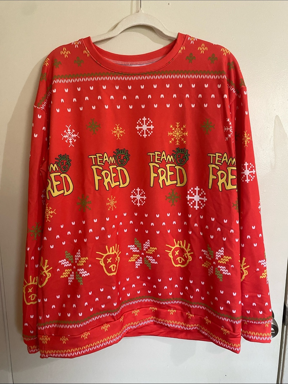 Team Fred Red Christmas Holiday Sweater HDTGM Podcast